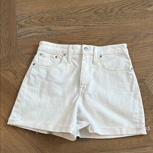 Madewell Curvy High Rise White Denim Shorts size 28